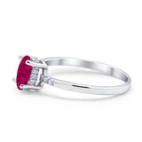 Art Deco Oval Wedding Ring Simulated Cubic Zirconia 925 Sterling Silver
