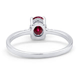 Art Deco Oval Wedding Ring Simulated Cubic Zirconia 925 Sterling Silver