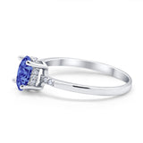 Art Deco Oval Wedding Ring Simulated Cubic Zirconia 925 Sterling Silver
