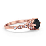 Art Deco Wedding Ring Bridal Round Simulated Cubic Zirconia 925 Sterling Silver