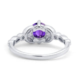 Art Deco Wedding Ring Bridal Round Simulated Cubic Zirconia 925 Sterling Silver