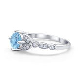 Art Deco Wedding Ring Bridal Round Simulated Cubic Zirconia 925 Sterling Silver