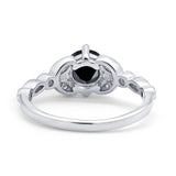 Art Deco Wedding Ring Bridal Round Simulated Cubic Zirconia 925 Sterling Silver