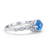 Art Deco Wedding Ring Bridal Round Simulated Cubic Zirconia 925 Sterling Silver