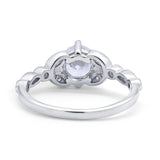 Art Deco Wedding Ring Bridal Round Simulated Cubic Zirconia 925 Sterling Silver