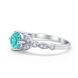 Art Deco Wedding Ring Bridal Round Simulated Cubic Zirconia 925 Sterling Silver