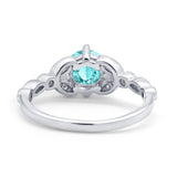 Art Deco Wedding Ring Bridal Round Simulated Cubic Zirconia 925 Sterling Silver