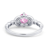 Art Deco Wedding Ring Bridal Round Simulated Cubic Zirconia 925 Sterling Silver