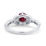Art Deco Wedding Ring Bridal Round Simulated Cubic Zirconia 925 Sterling Silver
