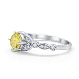 Art Deco Wedding Ring Bridal Round Simulated Cubic Zirconia 925 Sterling Silver