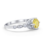 Art Deco Wedding Ring Bridal Round Simulated Cubic Zirconia 925 Sterling Silver