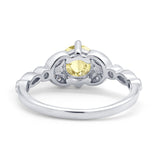 Art Deco Wedding Ring Bridal Round Simulated Cubic Zirconia 925 Sterling Silver