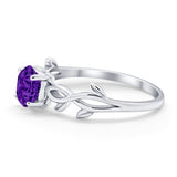Solitaire Wedding Ring Round Simulated Cubic Zirconia 925 Sterling Silver