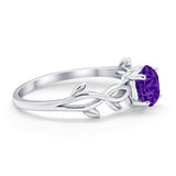 Solitaire Wedding Ring Round Simulated Cubic Zirconia 925 Sterling Silver