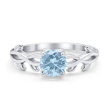 Solitaire Wedding Ring Round Simulated Cubic Zirconia 925 Sterling Silver