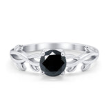 Solitaire Wedding Ring Round Simulated Cubic Zirconia 925 Sterling Silver