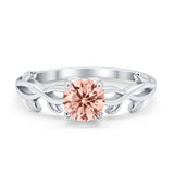 Solitaire Wedding Ring Round Simulated Cubic Zirconia 925 Sterling Silver