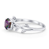 Solitaire Wedding Ring Round Simulated Cubic Zirconia 925 Sterling Silver