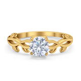 Solitaire Wedding Ring Round Simulated Cubic Zirconia 925 Sterling Silver