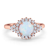 Halo Vintage Style Wedding Ring Round Simulated Cubic Zirconia 925 Sterling Silver