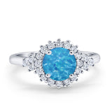 Halo Vintage Style Wedding Ring Round Simulated Cubic Zirconia 925 Sterling Silver