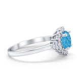 Halo Vintage Style Wedding Ring Round Simulated Cubic Zirconia 925 Sterling Silver
