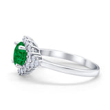Halo Vintage Style Wedding Ring Round Simulated Cubic Zirconia 925 Sterling Silver