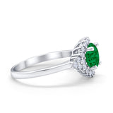 Halo Vintage Style Wedding Ring Round Simulated Cubic Zirconia 925 Sterling Silver