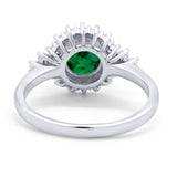 Halo Vintage Style Wedding Ring Round Simulated Cubic Zirconia 925 Sterling Silver