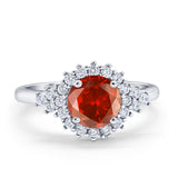 Halo Vintage Style Wedding Ring Round Simulated Cubic Zirconia 925 Sterling Silver