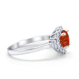 Halo Vintage Style Wedding Ring Round Simulated Cubic Zirconia 925 Sterling Silver