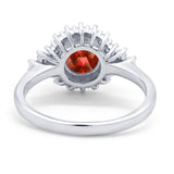 Halo Vintage Style Wedding Ring Round Simulated Cubic Zirconia 925 Sterling Silver