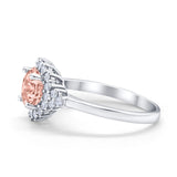 Halo Vintage Style Wedding Ring Round Simulated Cubic Zirconia 925 Sterling Silver