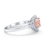 Halo Vintage Style Wedding Ring Round Simulated Cubic Zirconia 925 Sterling Silver