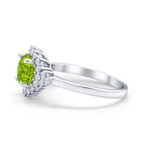 Halo Vintage Style Wedding Ring Round Simulated Cubic Zirconia 925 Sterling Silver