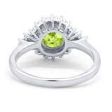 Halo Vintage Style Wedding Ring Round Simulated Cubic Zirconia 925 Sterling Silver