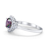 Halo Vintage Style Wedding Ring Round Simulated Cubic Zirconia 925 Sterling Silver