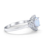 Halo Vintage Style Wedding Ring Round Simulated Cubic Zirconia 925 Sterling Silver