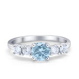 Wedding Engagement Bridal Ring Round Simulated Cubic Zirconia 925 Sterling Silver