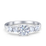 Wedding Engagement Bridal Ring Round Simulated Cubic Zirconia 925 Sterling Silver