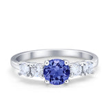 Wedding Engagement Bridal Ring Round Simulated Cubic Zirconia 925 Sterling Silver
