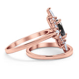 Vintage Style Oval Bridal Piece Wedding Ring Simulated CZ 925 Sterling Silver