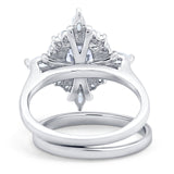 Vintage Style Oval Bridal Piece Wedding Ring Simulated CZ 925 Sterling Silver