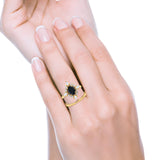 Vintage Style Oval Bridal Piece Wedding Ring Simulated CZ 925 Sterling Silver