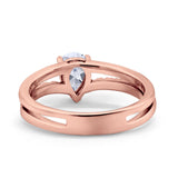 Teardrop Wedding Ring Simulated Cubic Zirconia Accent 925 Sterling Silver