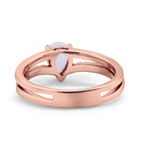 Teardrop Wedding Ring Simulated Cubic Zirconia Accent 925 Sterling Silver