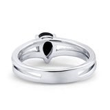 Teardrop Wedding Ring Simulated Cubic Zirconia Accent 925 Sterling Silver