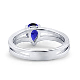 Teardrop Wedding Ring Simulated Cubic Zirconia Accent 925 Sterling Silver
