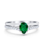 Teardrop Wedding Ring Simulated Cubic Zirconia Accent 925 Sterling Silver