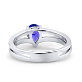 Teardrop Wedding Ring Simulated Cubic Zirconia Accent 925 Sterling Silver